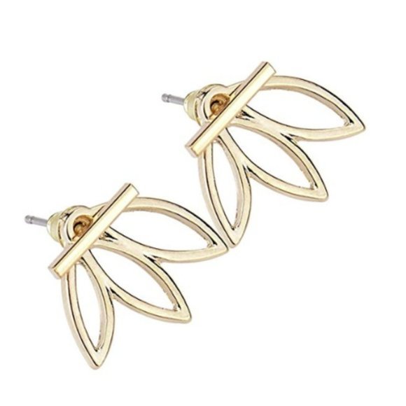 Lotus Bar Earrings (Gold) - Picture 2 of 4